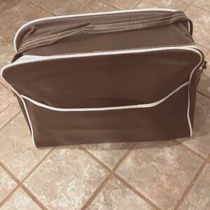 Vintage 1970's Retro Brown Vinyl Messenger Airline Carry On Crew Bag